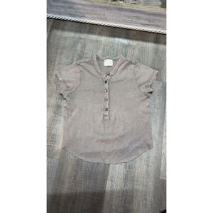 Women's Urban Nation Gray Ribbed Short Sleeve cropped baby Tee XS